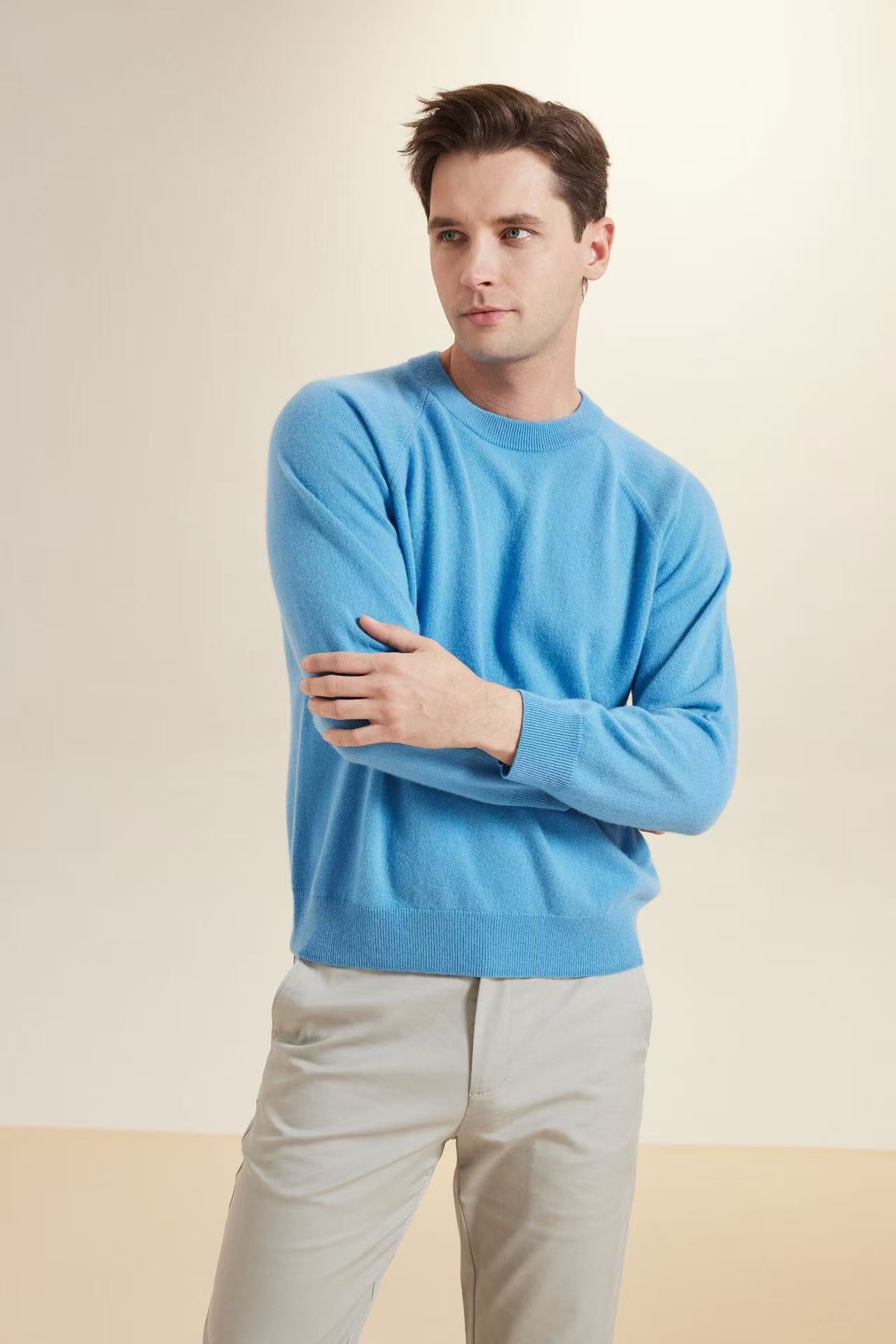 YWÉRA 100% Pure Cashmere Men’s Classic Crewneck Sweater