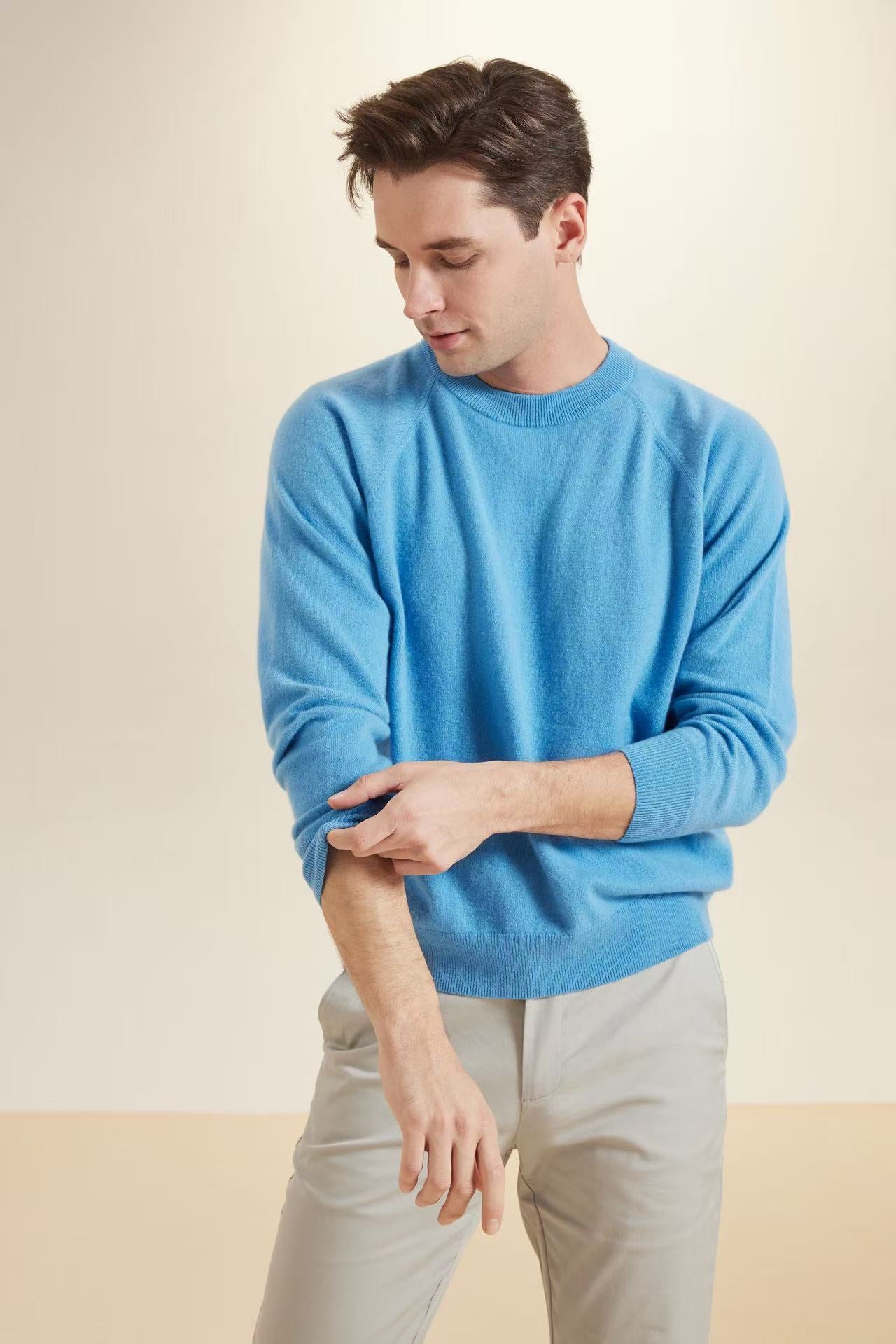 YWÉRA 100% Pure Cashmere Men’s Classic Crewneck Sweater