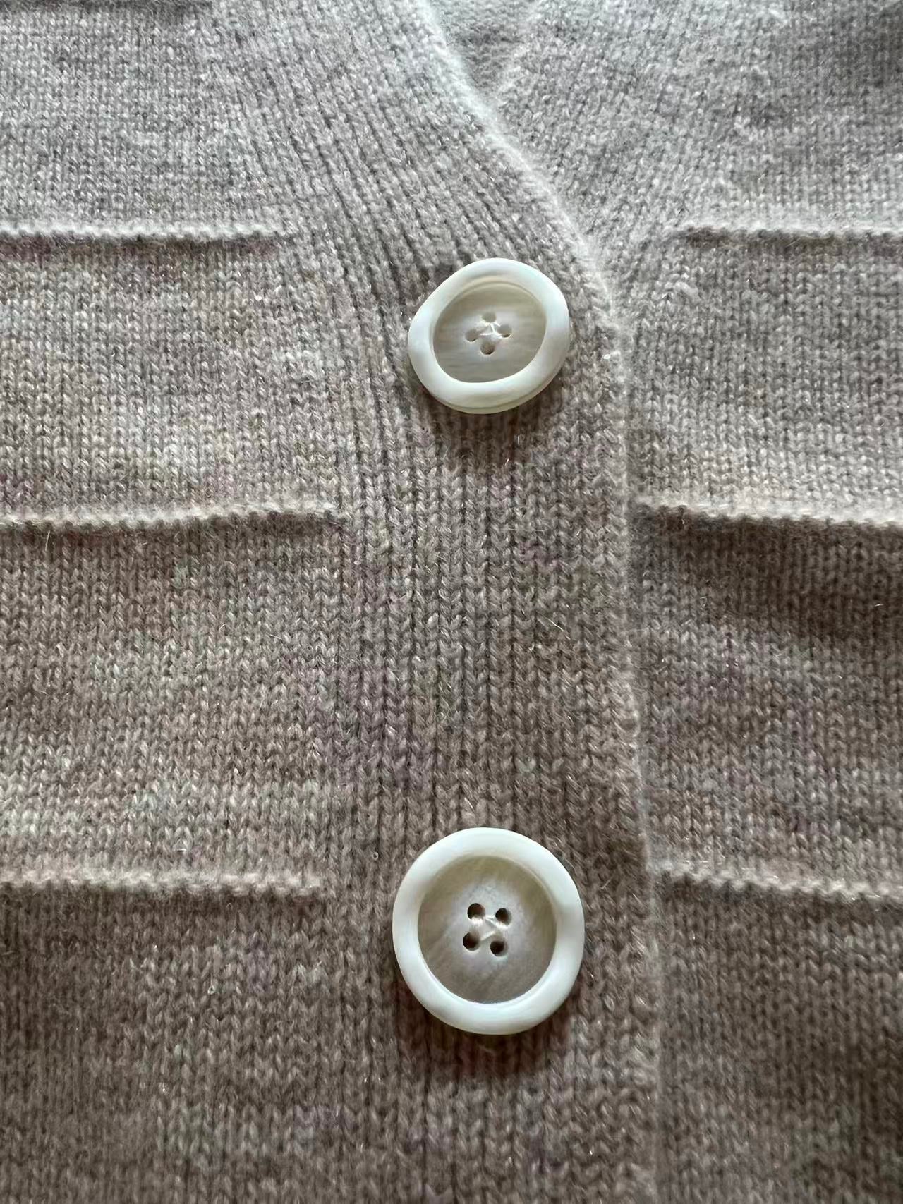 Shimmer Camel Cashmere V-Neck Cardigan