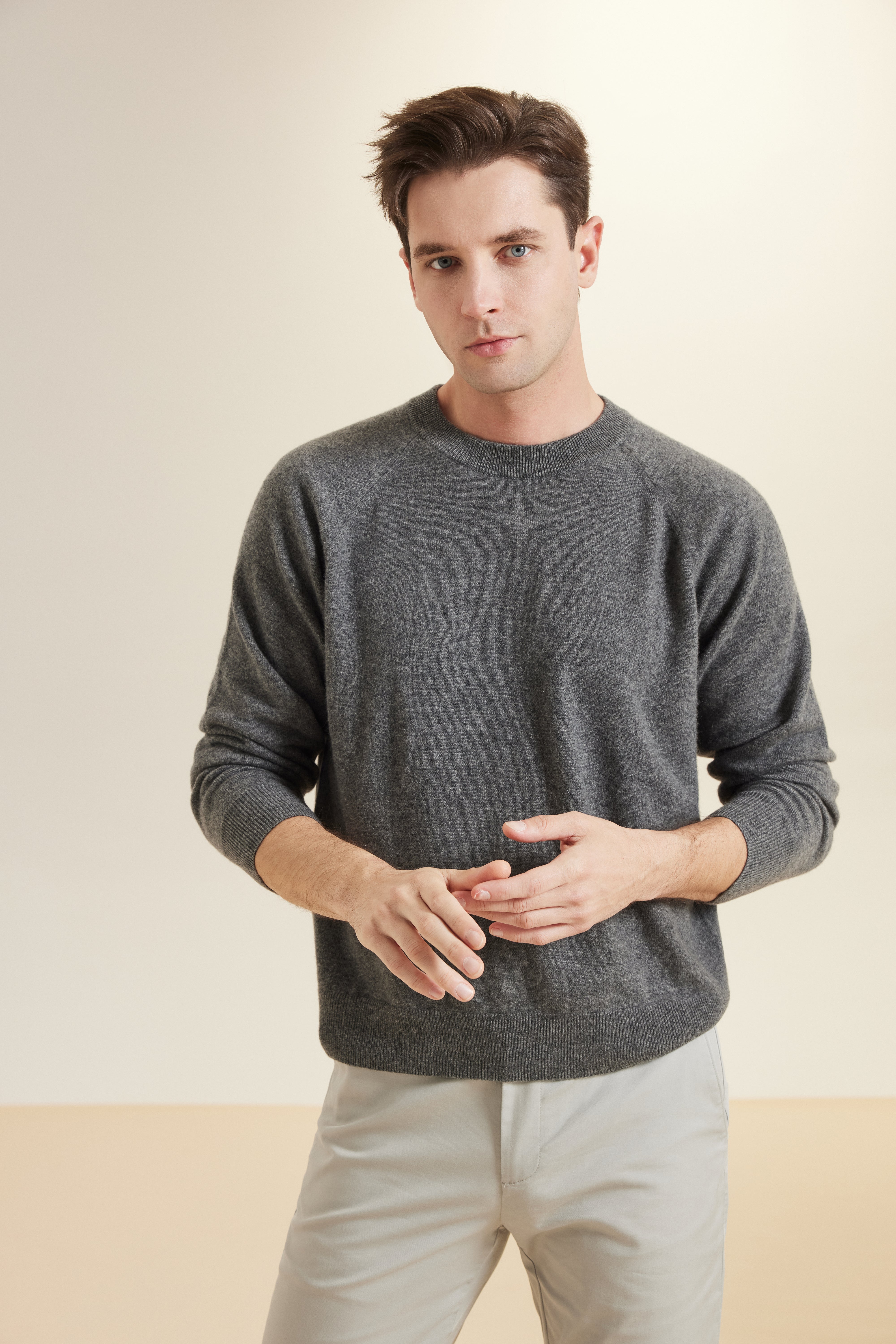 YWÉRA 100% Pure Cashmere Men’s Classic Crewneck Sweater